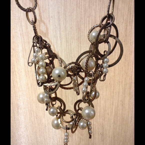 Hoops, Pearls and Safety Pins Necklace - Picture 6 of 9
